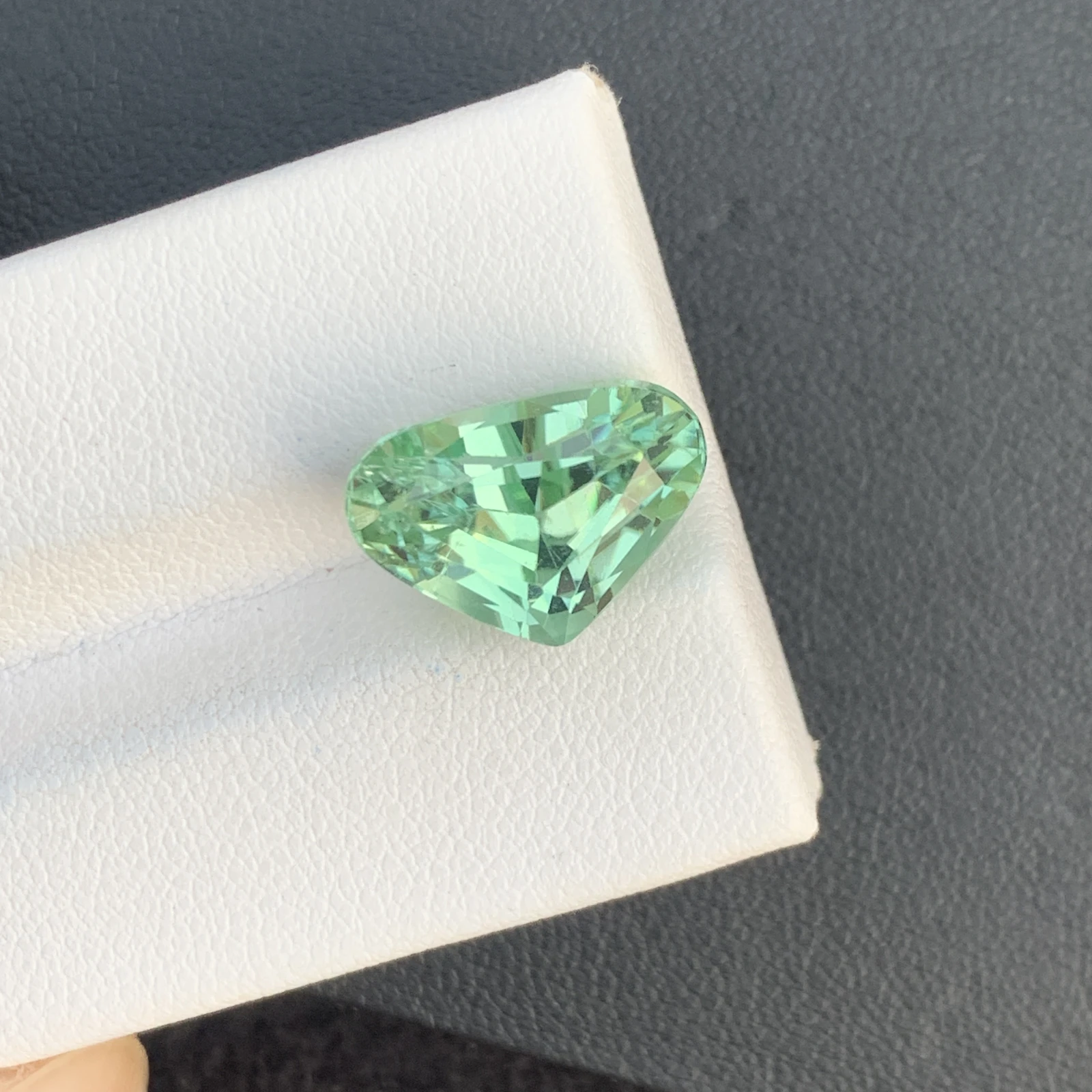 Natural Green Kunzite Radiated 8.95 Carat Faceted Fancy Shape Gemstone — view 1
